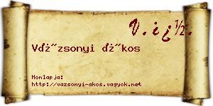 Vázsonyi Ákos névjegykártya